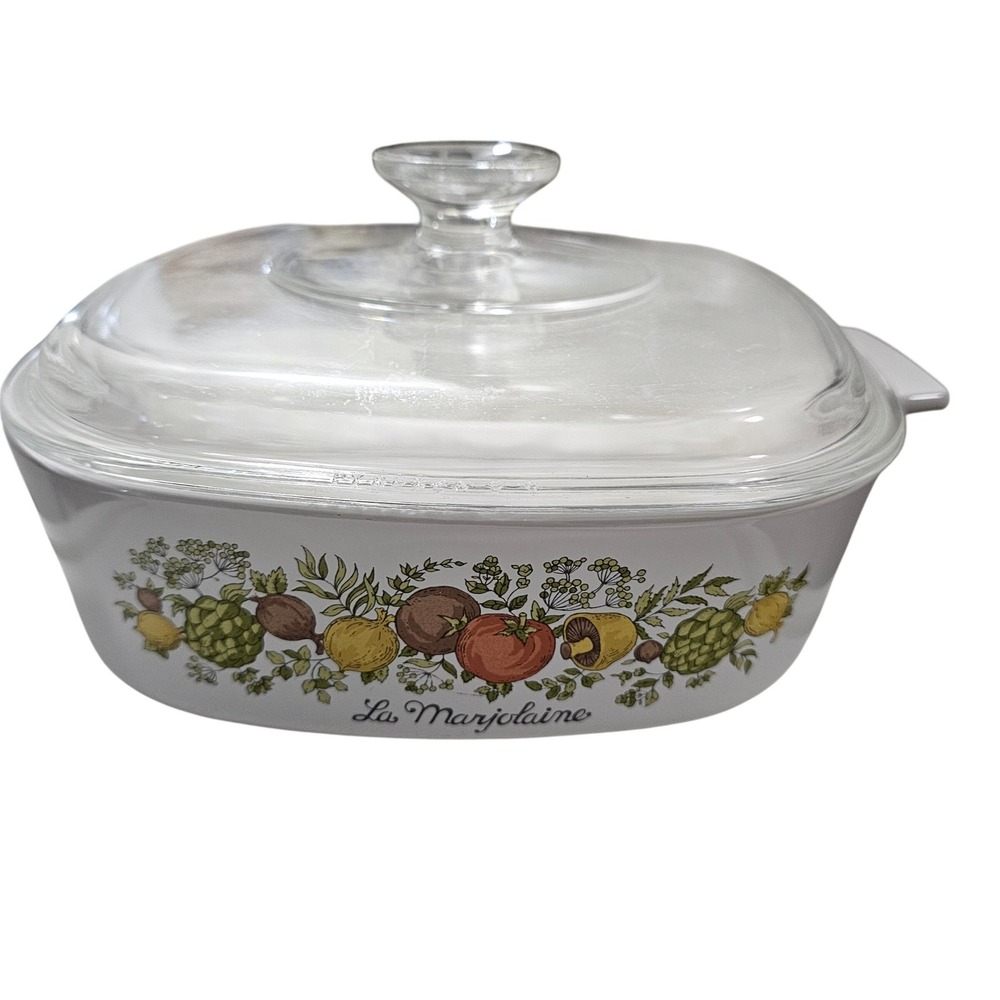 Vintage Corning Ware Spice O' Life La Marjolaine Casserole Dish Glass Lid 2qt
